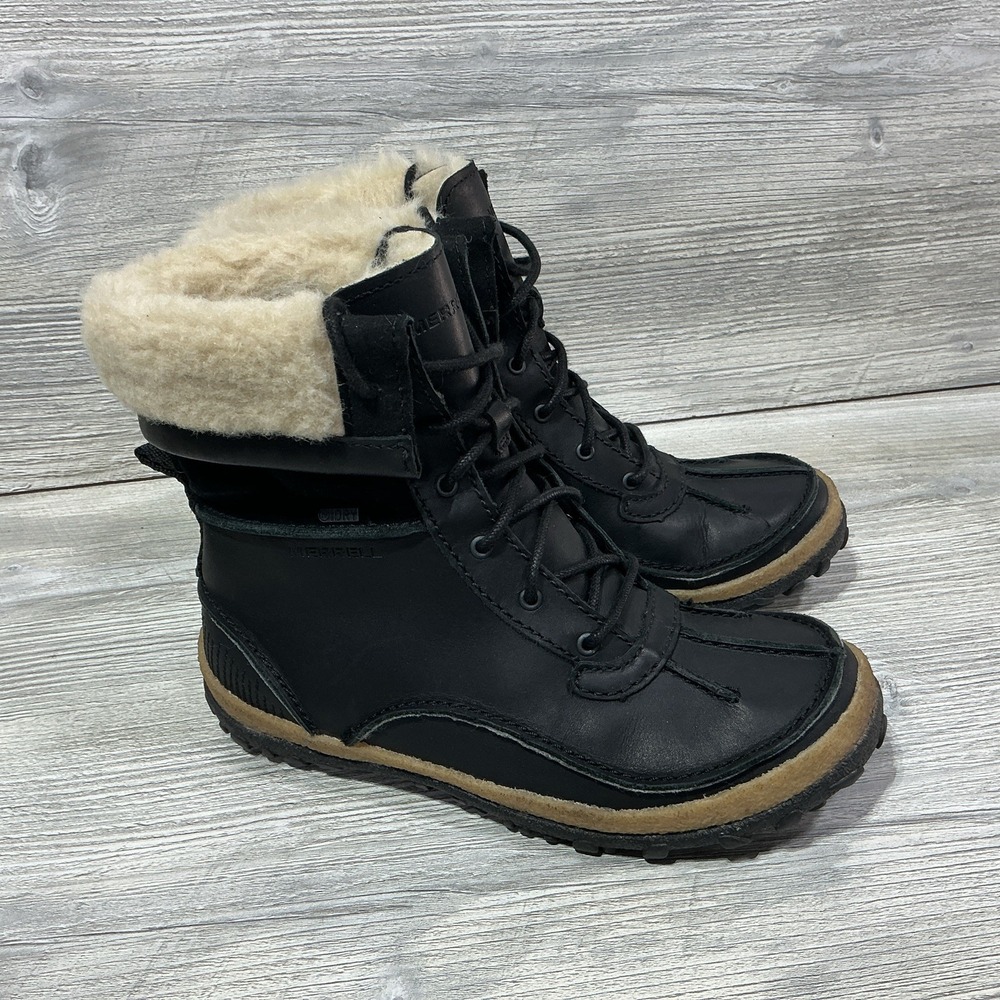 Merrell Tremblant Mid Polar Waterproof Boots J00940 Black Lace Up Women's 6.5